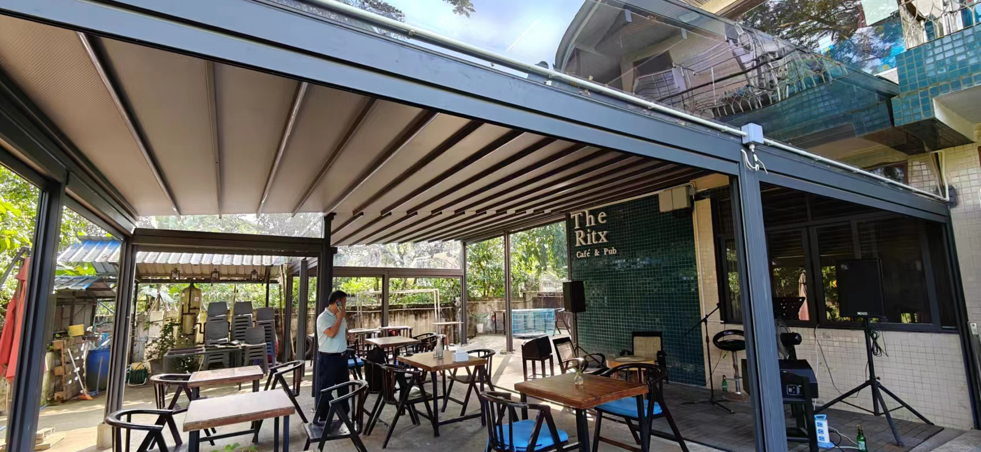 Mái che nắng mưa quán cafe